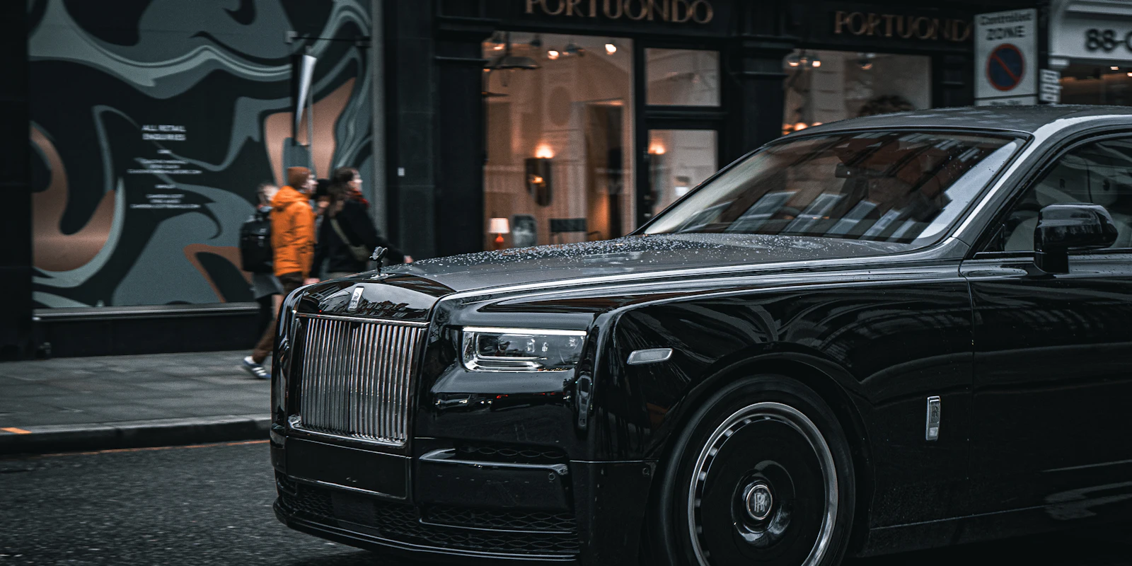 Black Rolls-Royce parked on a London street